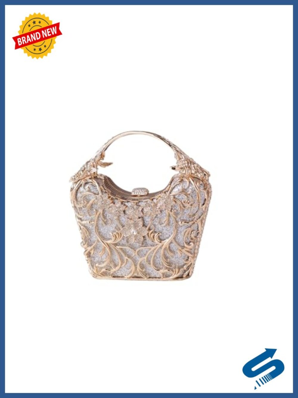 Rhinestone Sequin Evening Clutch Bag Bridal Wedding Handbag with Chain Strap